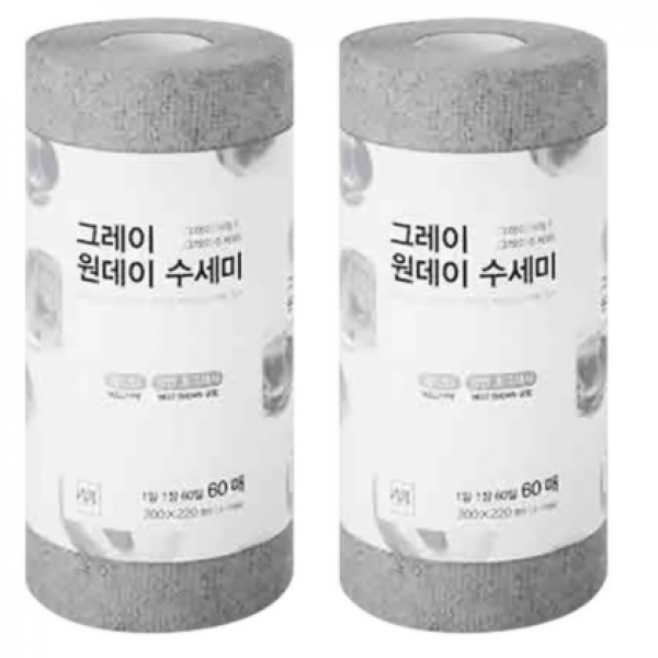 디어커스 그레이 원데이 수세미 60매, 2개