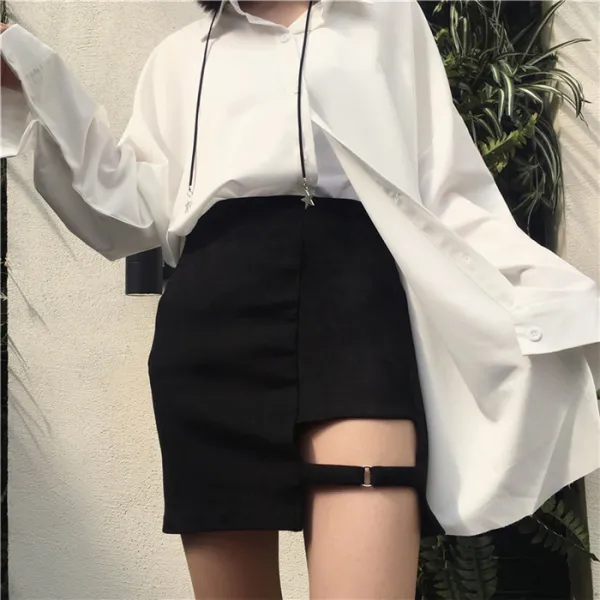 비나 언발스커트 IN 언니 홍콩무드 클래식 여성 다리를 하나로 보인다 크로스 디자인 감각 하이웨이스트 날씬해 보이는 가리다