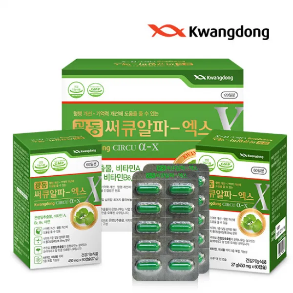 광동 써큐알파-엑스 4개월분 120정 은행잎 추출물 혈액순환개선 기억력개선 영양제, 1세트