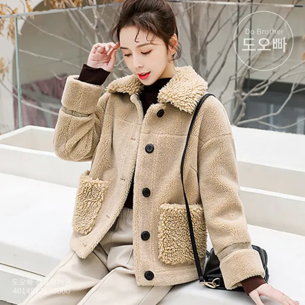 도오빠 오버핏 여성 자켓 코트 양털 퍼 따뜻한 여자자켓 빅사이즈 루즈핏 박시 싱글코트 카라 겨울 인기템 20대 30대 패션 데일리 캐주얼 퍼자켓