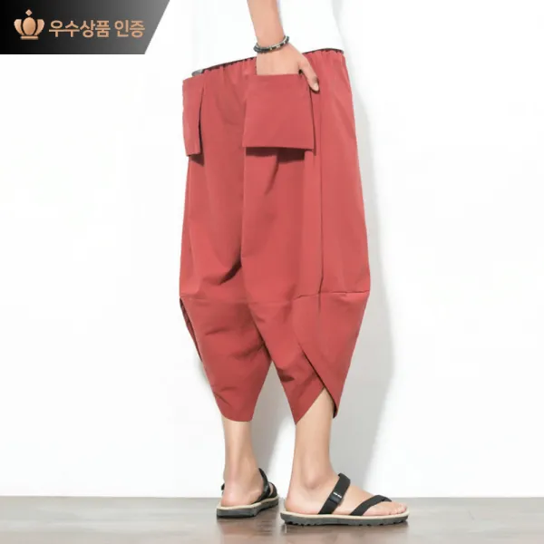 유블리 남성반바지 5부 7부 8부 발목팬츠 남자짧은바지 여름팬츠 시원한바지 허리밴딩 Uv214315sb 튤립