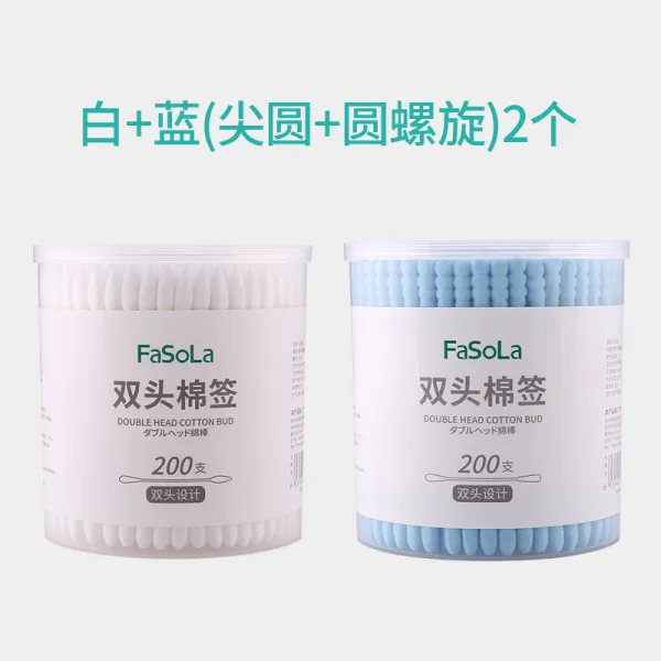 파솔라 일회용 면봉 더블 탈지 화장 귀지를 파면 봉 클렌징, 면봉 화이트 미백 사자 블루 원꼬임