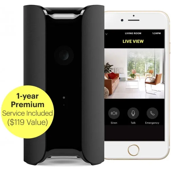 Canary View (2020 모델) : WiFi 홈 보안 카메라 +1 년 프리미엄 서비스 | 실내 감시 광각 렌즈 동작 및 사람 알림, 단일상품