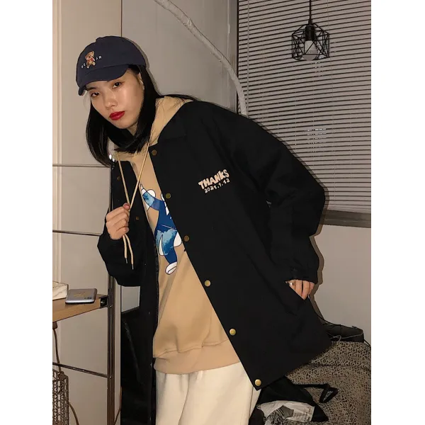 자켓 2020가을옷 뉴타입 중성적스타일 작업복 재킷 여성유행 복고 뒤쪽 취미 프린팅 외투