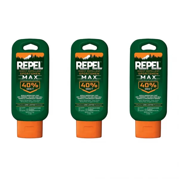 Repel 리펠 스포츠맨 모기 퇴치제 로션 4oz(113g) 3개 Insect Repellent Sportsmen