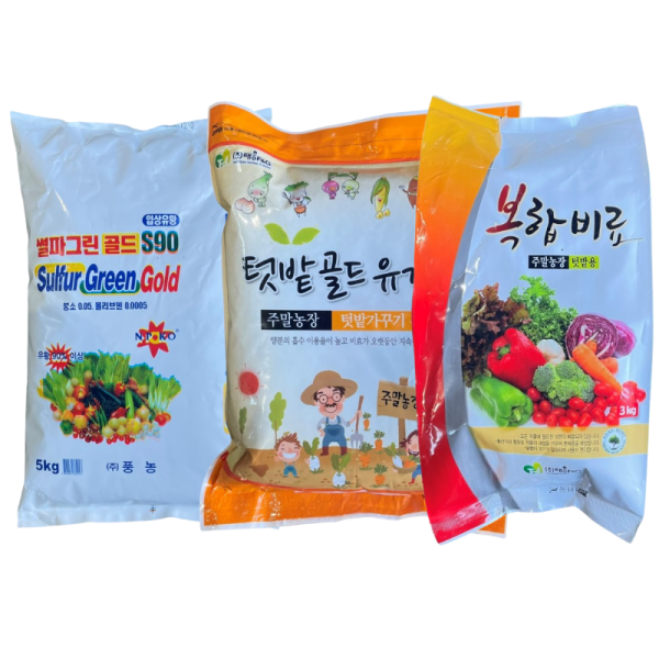 최고급 주말농장 텃밭용 복합비료 유기질비료 (3kg,5kg) 밑거름 웃거름 고추 상추 토마토 오이, 최고급 복합비료 썰파골드(5kg)1개