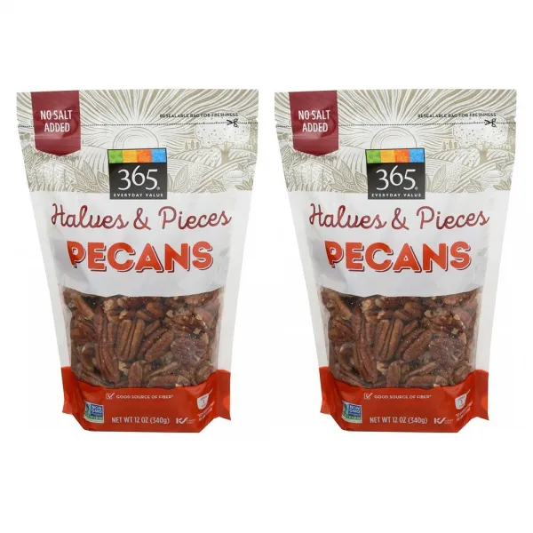 365 Everyday Value Pecans Halves & Pieces 에브리데이 밸유 피칸 반쪽 및 조각 12oz(340g) 2팩 견과, 2개
