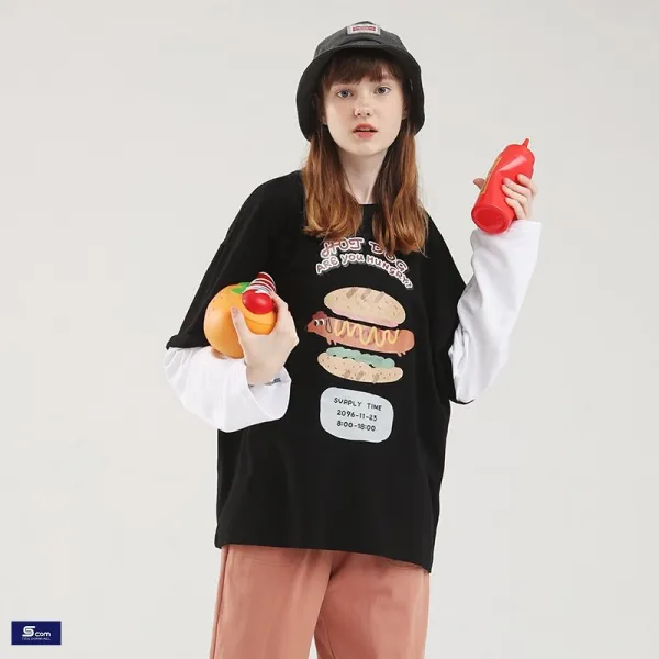 쇼핑하자 티셔츠 여성 레이어드 루즈핏 스트릿 패션룩 긴팔티35