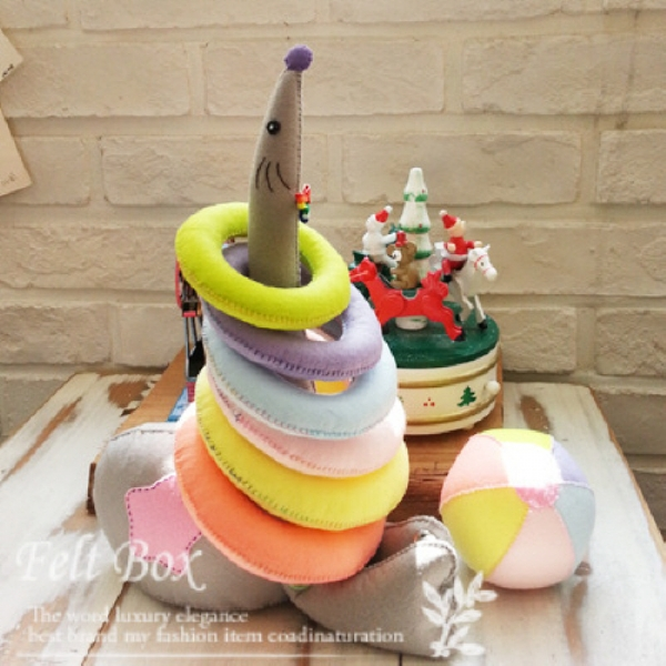 [펠트박스 기획 상품]아기물개 링 끼우기/공예/교구/바느질/인형만들기/펠트diy/펠트박스