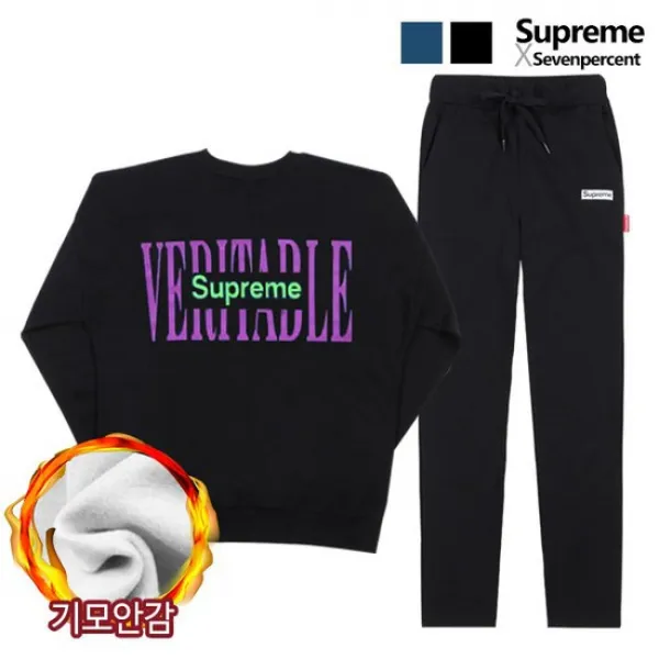 [세븐퍼센트x슈프림] 기모 맨투맨 SET 텍스트인