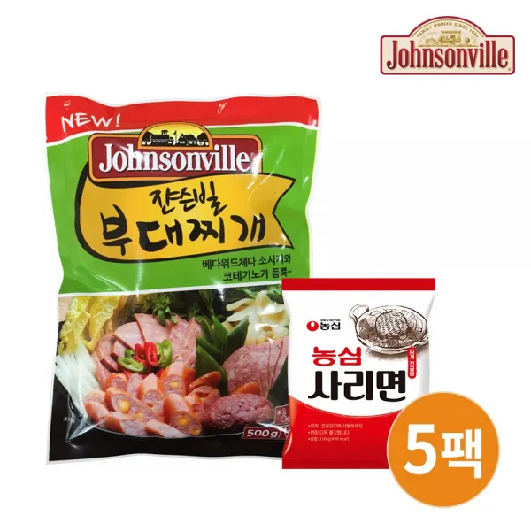 쟌슨빌 오리지널 부대찌개500g 5팩+라면사리 5개, 500g, 5개