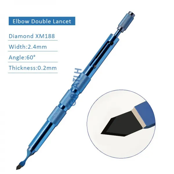 타이머 안과 팔꿈치 더블 란셋 블랙 다이아몬드 케라톰 블레이드, 안과 블레이드 나이프 1 세트, 01 XM188 - 2.40mm width