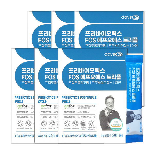 데이즈온 오한진 프리바이오틱스 FOS 트리플 프락토올리고당 프로바이오틱스 6상자, 180포, 6개월