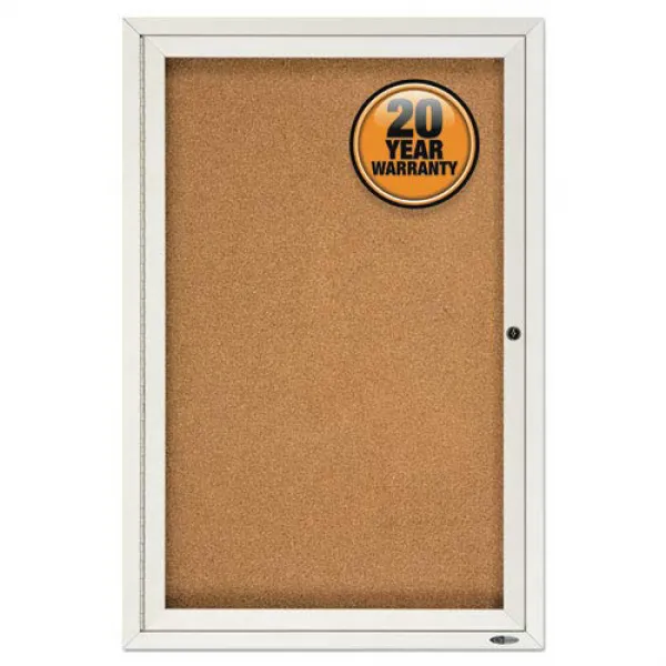 Enclosed Bulletin Board Natural Cork/Fiberboard 24 x 36 Aluminum Frame 동봉 된 게시판 천연 코르크 / 섬유판 24, nullSET
