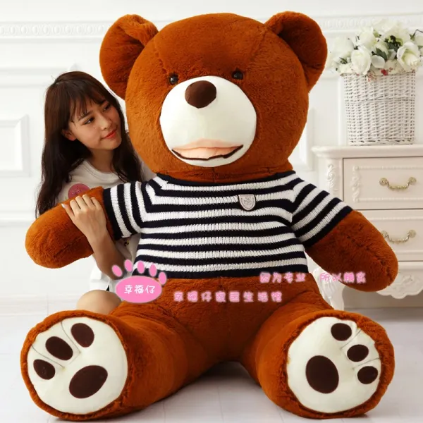 곰인형 자이언트판다 인형 테디베어 피큐어 곰 봉제인형 2bebear1.6미터 생일선물 여아, C18-1.8미터(생일 축하 노래를 부른), T07-다크브라운 남색화이트옷 수금