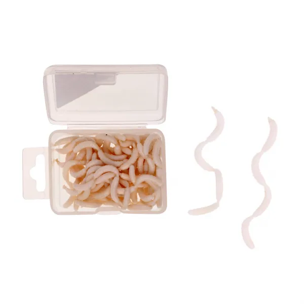 QDY 120Pcs 소프트 미끼 낚시 미끼 강한 비린내 레드 웜 구더기 Grubs 화이트