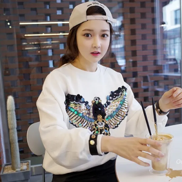 [해외]여성상의 > 티셔츠 긴팔 여성 탑 / 캐주얼티셔츠 / 여성 상의 Spot Dongguk door purchasing Women 2016 spring new Korean loose sequined sweater