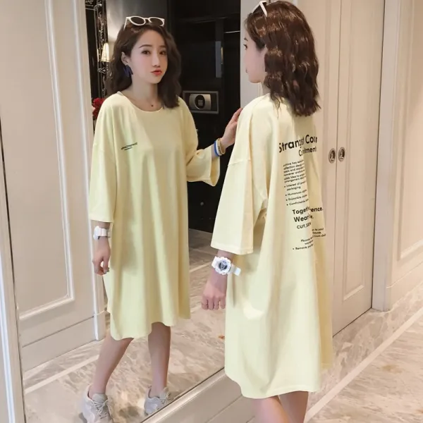 패션이루 캐주얼 원피스 면 라운드넥 박시 여성 여름 루즈핏