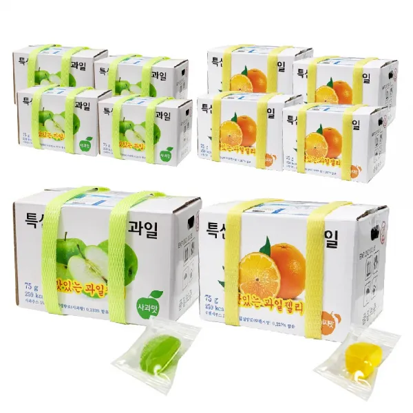 플랜비 과일상자젤리 특산 맛있는 과일 젤리 사과맛 75g 5개 + 오렌지맛, 1세트
