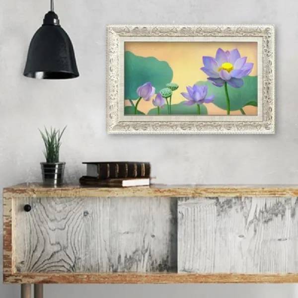 일음샵주_연꽃그림액자 풍수그림 돈들어오는 꽃그림 55엔틱W4 액자 벽걸이연꽃그림액자 인테리어연꽃액자 사진소품 연꽃액자인테리어**em피, 령~*