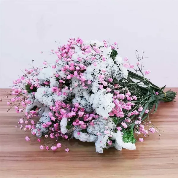 유니 에이(UNI A) 온 하늘에 별이 한데 섞이다 몸을 아끼지 않지 마라 프리저브드꽃다발 실내 진열 스위트 장식 진짜 큰, 화이트 물_ 핑크 안개꽃 30 즈（4