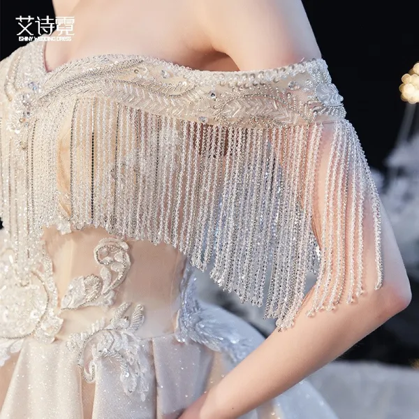 셀프웨딩드레스 오픈숄더 메인드레스 2020뉴스타일 럭셔리 더우인앱 셀럽 웨딩드레스라인 스카인스타 신부 내추럴스타일 여신 환상적