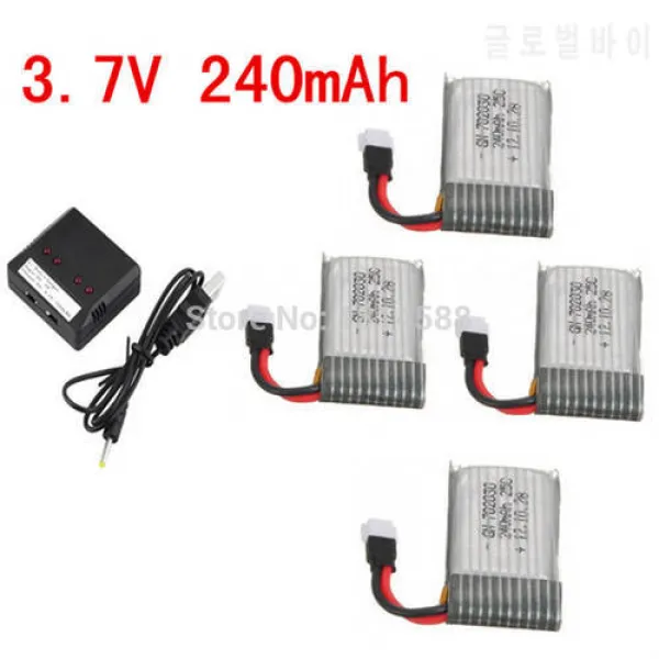 Syma X11 X11C 3.7 V 240 MAH 배터리 및 SymA RC 무인기 4 사분기 당 4 개