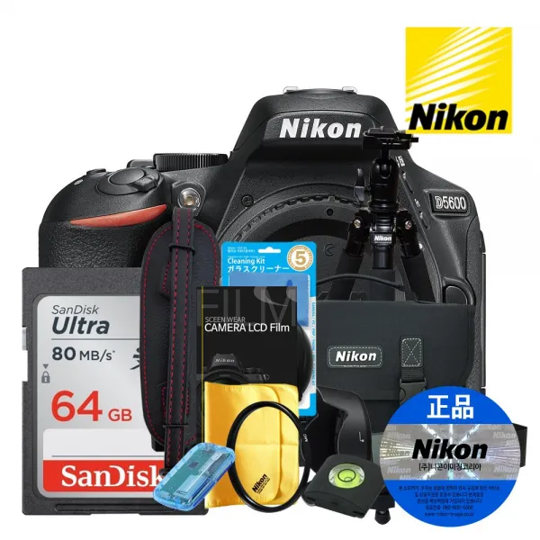 니콘 정품 D5600 BODY + 15종 패키지 DSLR 디지털 카메라 사은품 증정