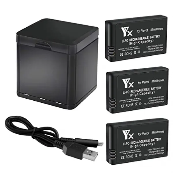 NMT 3 팩 700mAh 교체 배터리 및 앵무새 Minidrones 맘보 FPV 비행 임무 스윙 회전 거미 공중화물 밤 - P09700825RY2KH3, 기본