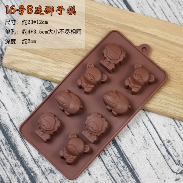 실리콘 파워 몰드 숫자 레터링 크리스마스 발렌타인 사랑 캐릭터 동물 과 빙글빙글 거푸집 16번사자