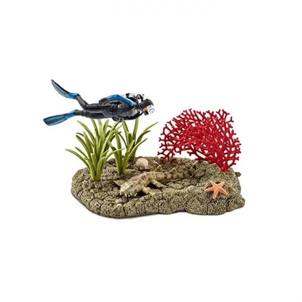 슈 라이히 (Schleich) 와일드 라이프 산호초와 다이버 플레이 세트 피규어 42328