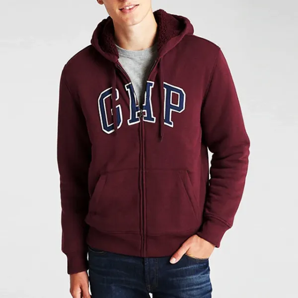  갭 Gap 털 후드집업 356277 03 버건디 네이비로고 남녀공용