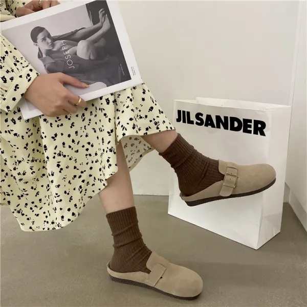 가죽 단화 여자 플랫 숲 여과 복고 일과 브켄 신발 부드러운 바닥 작은 구두 한 발에 콩신을 신다