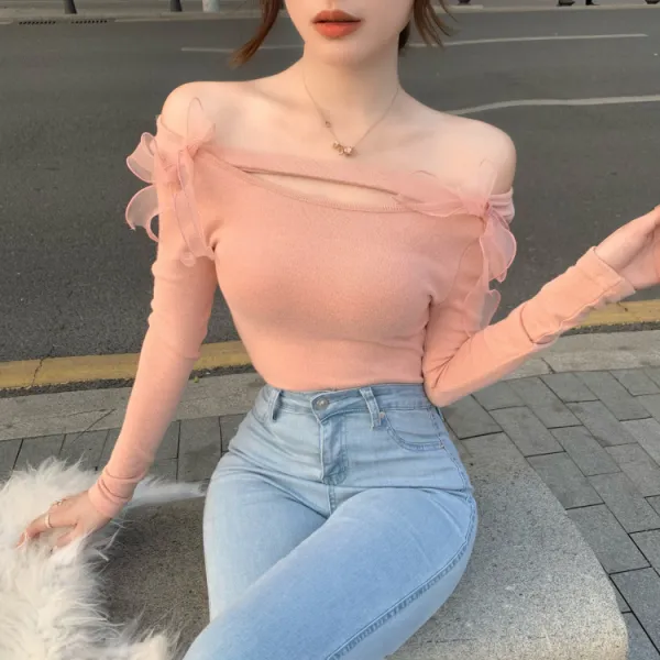 빅세일즈 일찍이 봄 보여 펀칭 노골적으로 한다 니트 이너셔츠 여성 상의