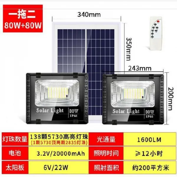 솔라패널 .양 램프아웃도어 방수 led3미터 센서 판가정용 실내 문기둥 해질녘, T06-2개연결 160W(오늘)