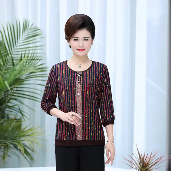 다발로 여성 가을 중년 쉬폰 블라우스 Azxl