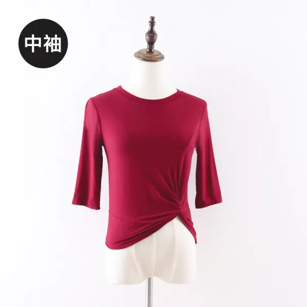 Mar.20 186번 댄스 트레이닝복 상의 모달 현대 무용의상 민속춤 중국 춤의상z Xl 미 디 엄 레 드