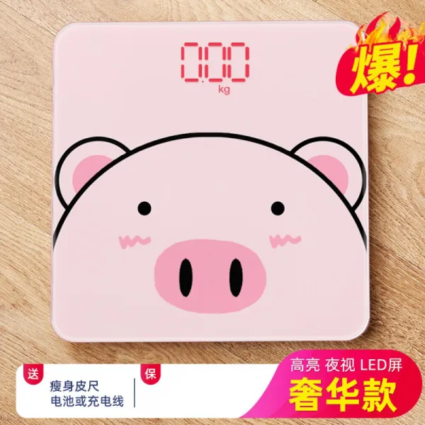 Others 전 자 는 인체 저울 이 높 고 정밀도 가 정확 하 며 내구성 소형 충전 체중계 여학생 가정용 기숙사 중량 측정기 돼지 분말 Usb