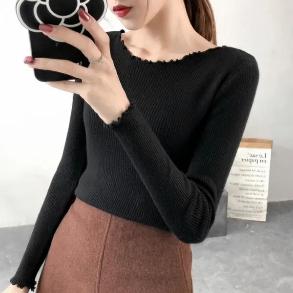 Kirahosi 히쿠 가을 여성 니트 티셔츠 블라우스 예쁜 스웨터 패션 N 59 +덧신 증정 Wra3js2