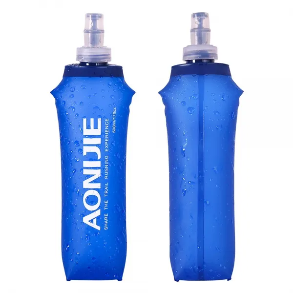 AONIJIE 소프트 부드러운 물 가방 스포츠 병 500ML 접이식 디딜 방아, 1개, 흑백의
