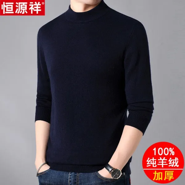 해외배송 남성 반 목폴라 목크넥 니트 100% 순 캐시미어 남반폴라 티 계 양모