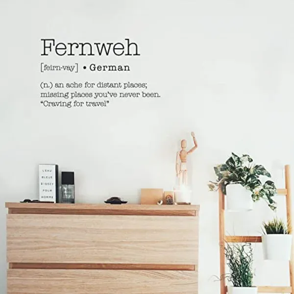 비닐 벽 artica - Fernweh 정의 - 14 x 25 - 패션 귀여운 낙천주의 여행 견적 침실 거실 사무실 카페 대리점 여행자 장식