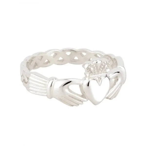 Solvar Claddagh 반지 길쌈 된 악대 숙녀 순은 Sz 9