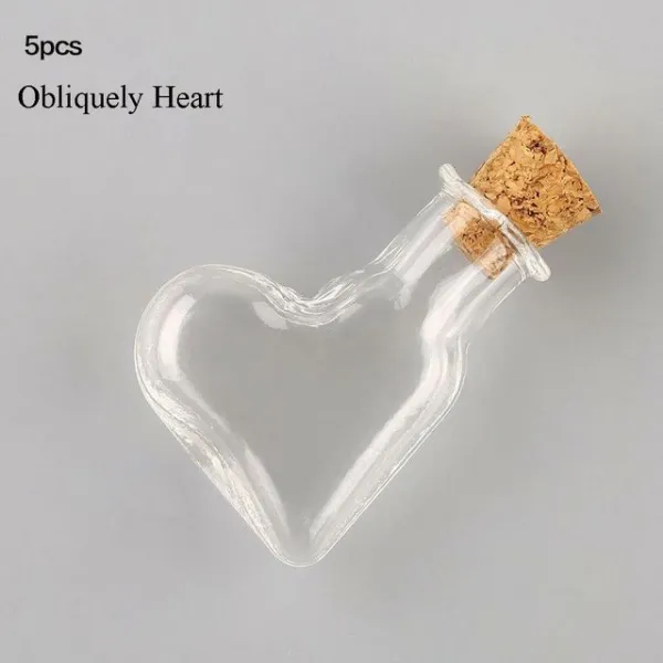 부품 DIY 펜던트 예식장소품 코르크 팁 소망이다 보틀 유리 저장 겉만 그럴듯하다 품항아리, Obliquely Heart