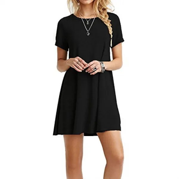 TOPONSKY Womens Casual Plain Simple T-Shirt Loose Dress