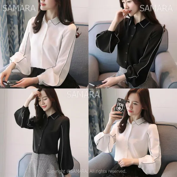 Qterra 특허브랜드 B3337 여자 블라우스 정장 셔츠 직장 쉬폰 남방 긴팔