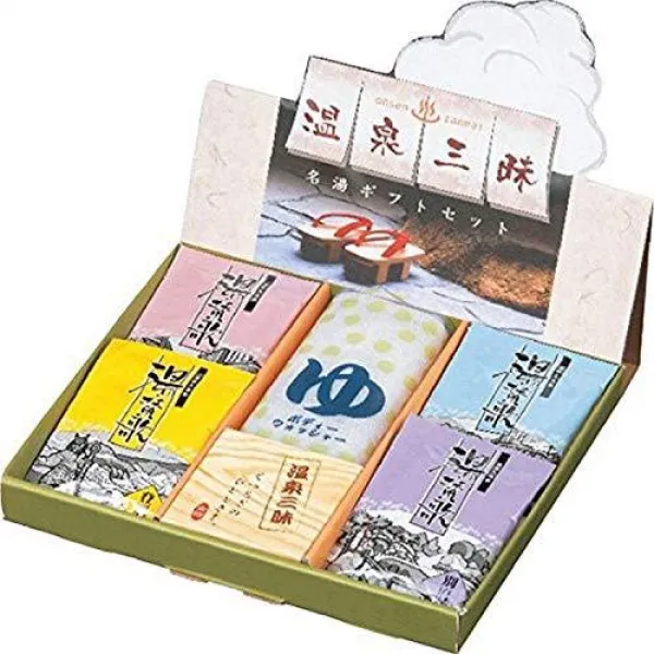 온천 삼매경 유명 온천 선물 세트 (입욕제 4 포 바디 와셔 1 개) 23899, 1개