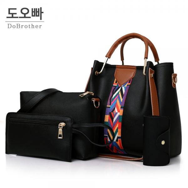 도오빠 여성 가방 4종 세트 가죽 숄더백 토트백 크로스백 파우치 지갑 데일리 핸드백 패션 명품스타일 에스닉