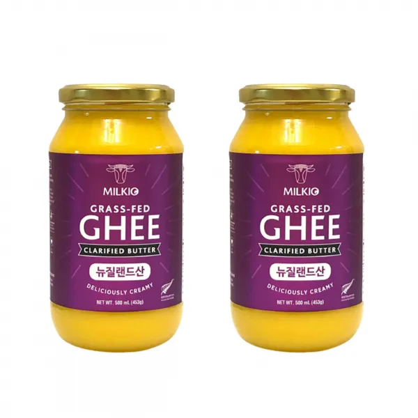 (뉴질랜드) 밀키오 목초사육 방탄커피 기버터 Ghee 453g (500mL) x 2개, Ghee 453g (500mL) x 2개