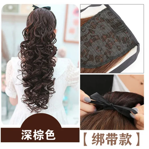 클래식 여성 긴꼬리 시 땋은 머리 부분가발 1 스트랩 타입 신 늘다 56cm 다크브